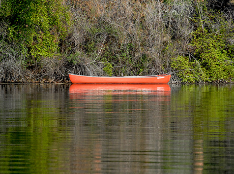 Canoe on Wiseman Island on Curlew Lake, WA