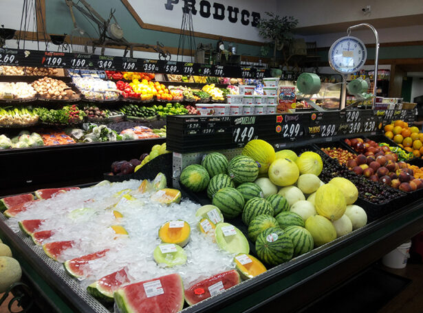Produce section of Anderson’s Grocery in Republic, WA.