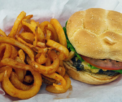 A great burger and excellent curly and regular fries.