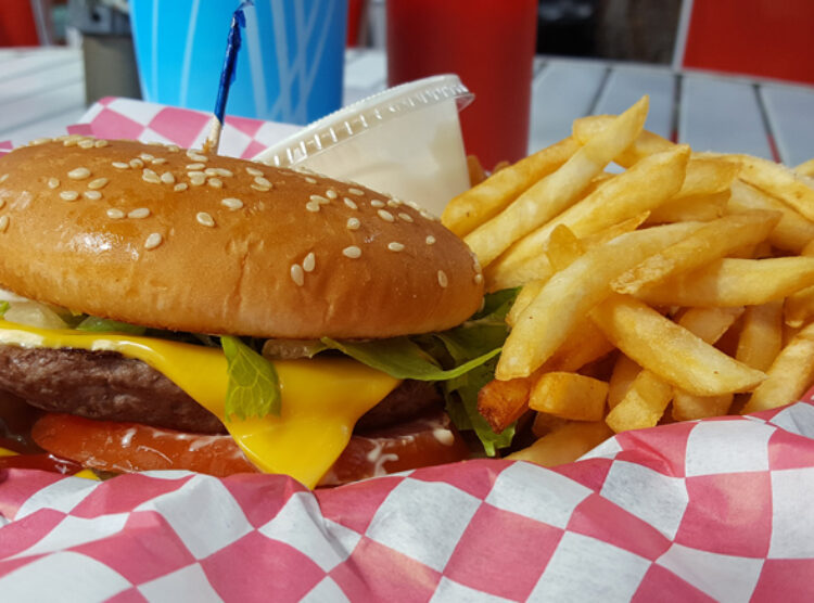 Fisherman's Cove Resort - burger and fries. Classic burger and fries.